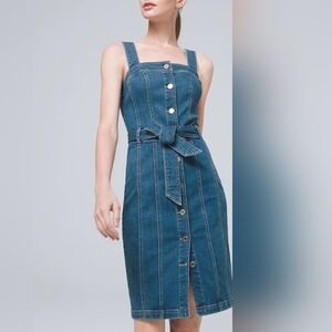 White House Black Market Belted Denim Dress: Size 14
